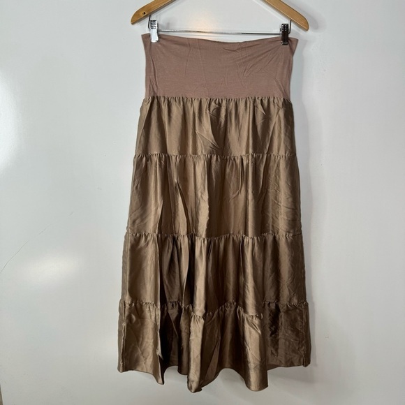 Velvet Silk Blend Brown Tiered Skirt Size Small - Picture 1 of 6